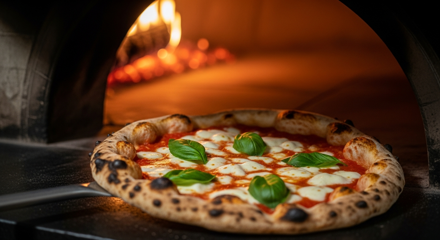 Rustic wood-fired pizza